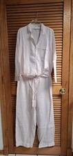 Victoria's Secret Women  s Pajama Set L/G Cotton Blend Pink White Striped Cotton