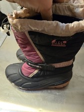 SOREL Flurry Girls Winter Snow Boots with Removable Liner Pink/Black Youth 5