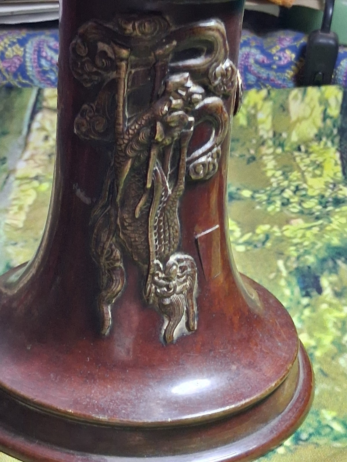 Japanese Original Meiji Period Bronze Lamp Stand Restoration Project Antique Met image 3