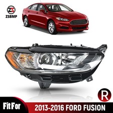 For 2013-2016 Ford Fusion Right Passenger Side Halogen Headlight Chrome Housing