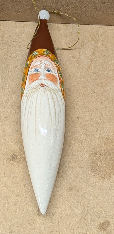 Old World Ceramic Santa Torpedo Ornament Hand Painted