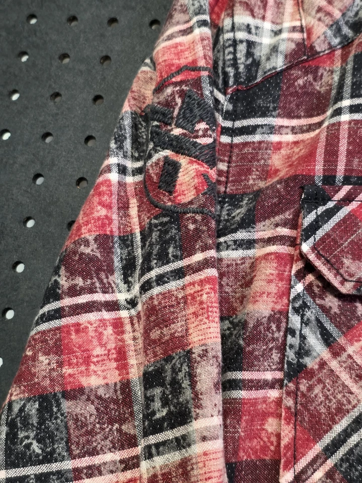 Camisa masculina de flanela AFFLICTION para fivela 2XL preta bordada premium encaixe - Imagem 4 de 4