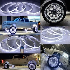 Brightest Cold White LED Wheel Rim Lights for Car Truck Bluetooth Controller KIT