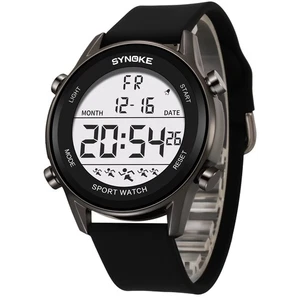 Montre numérique sport pour hommes LED Écran Grand visage Facile à lire Montres étanches noir