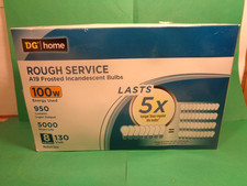 Rough Service A19 Frosted Incandescent Bulbs, 120V/130V, 88W/100W, 8 Count New