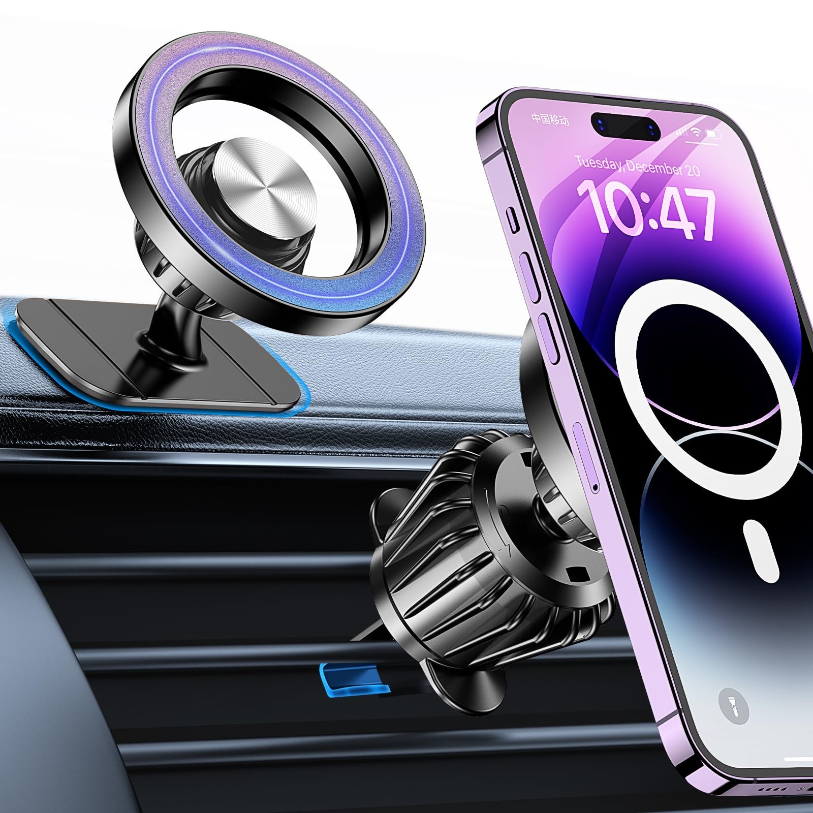 Kaistyle for Magsafe Car Mount【20 Strong Magnets】Magnetic Phone Holder for Car