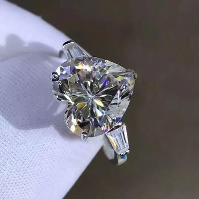 3.5 Ct Heart Cut Lab Grown Diamond Ring 925 Silver Gift For Valentine's Day