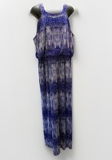 Chico's Maxi Dress Purple Sz 3 Ombré Stretch Halter Lined Sleeveless Boho Resort