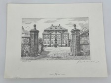 * HEINZ WEHLISCH DRAWING CASTLE POLCH MAYEN VIEW SIGNED