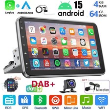 DAB+ Android 15 Autoradio Carplay 1 DIN GPS WIFI 360° Drehbar Bildschirm+Kamera