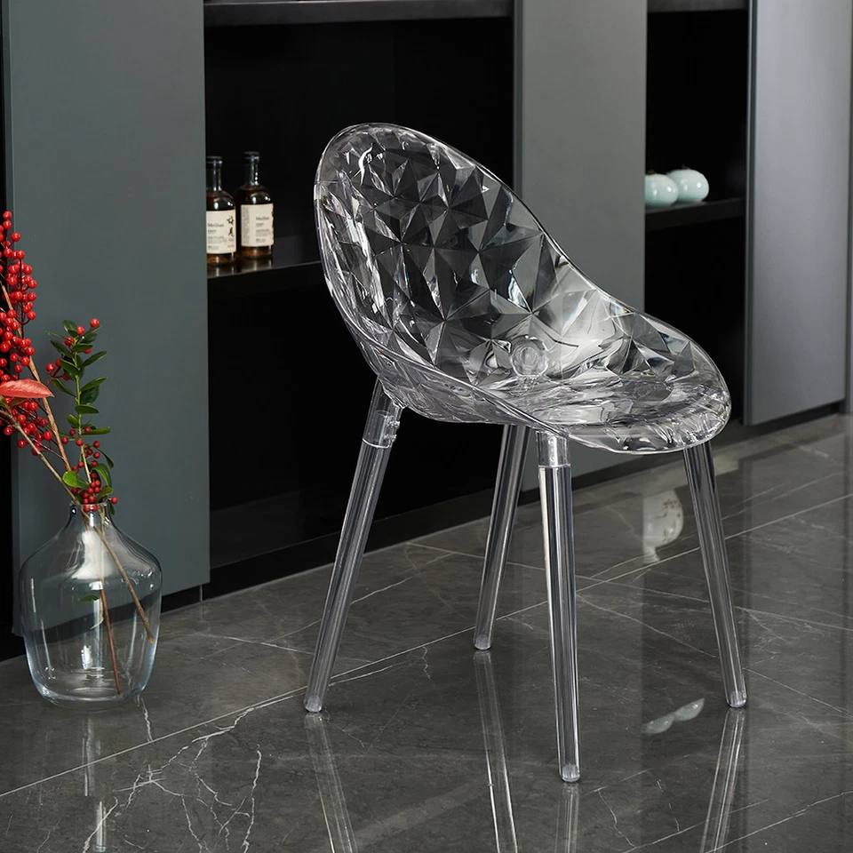 Set 2 Sedie Policarbonato Trasparente Design Soggiorno Pranzo Living Diamante - Immagine 4 di 4