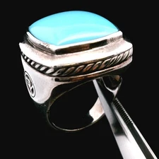 David Yurman Turquoise Cable Ring – Size 6 – Sterling Silver – 16.79g 10.80 DWT