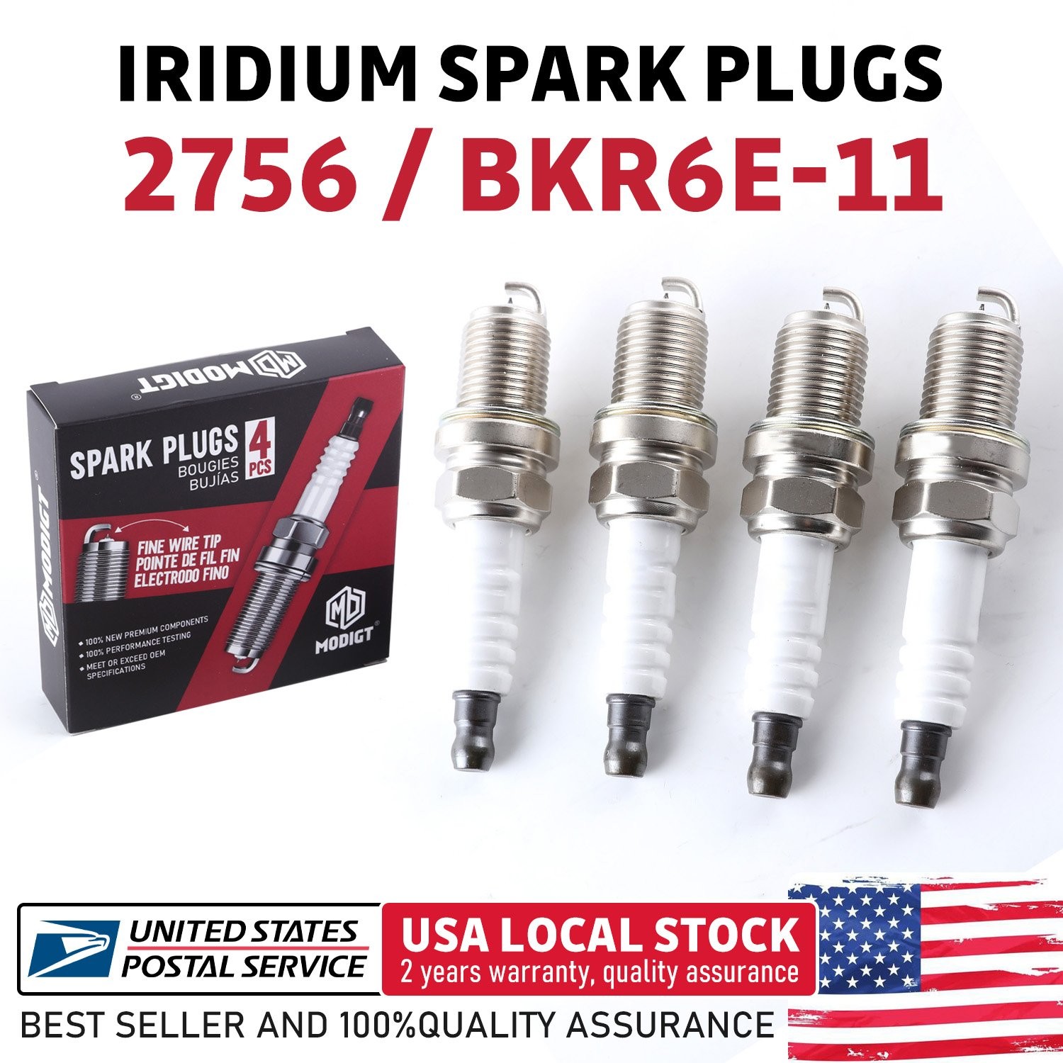 4PCS Iridium 2756 / BRK6E-11 Spark Plugs Superior For Suzuki Esteem 1999-2002