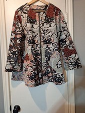 BRYN WALKER JUNIPER Floral Print Exposed Two-Way Zip Front Jacket Medium