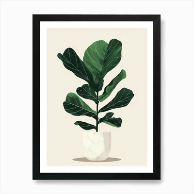 Geigenblatt Feige Pflanze minimalistisch Il gerahmt Wandbild Poster Leinwanddruck Bild