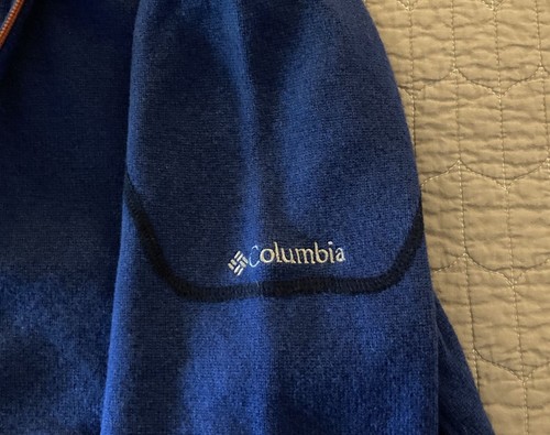 Vintage Columbia wool blend mens 1/2 zip sweater blue/black/orange L - Picture 5 of 10