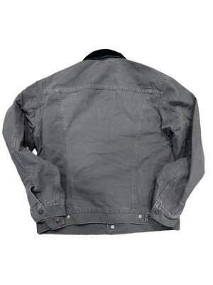Levi's Mens Denim Flannel Trucker Lined Charcoal Canvas Jacket