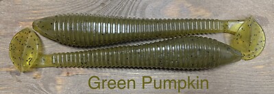 7.5  Green Pumpkin Keitech Ribbed Swimbait musky pike striper Saltwater 2pack