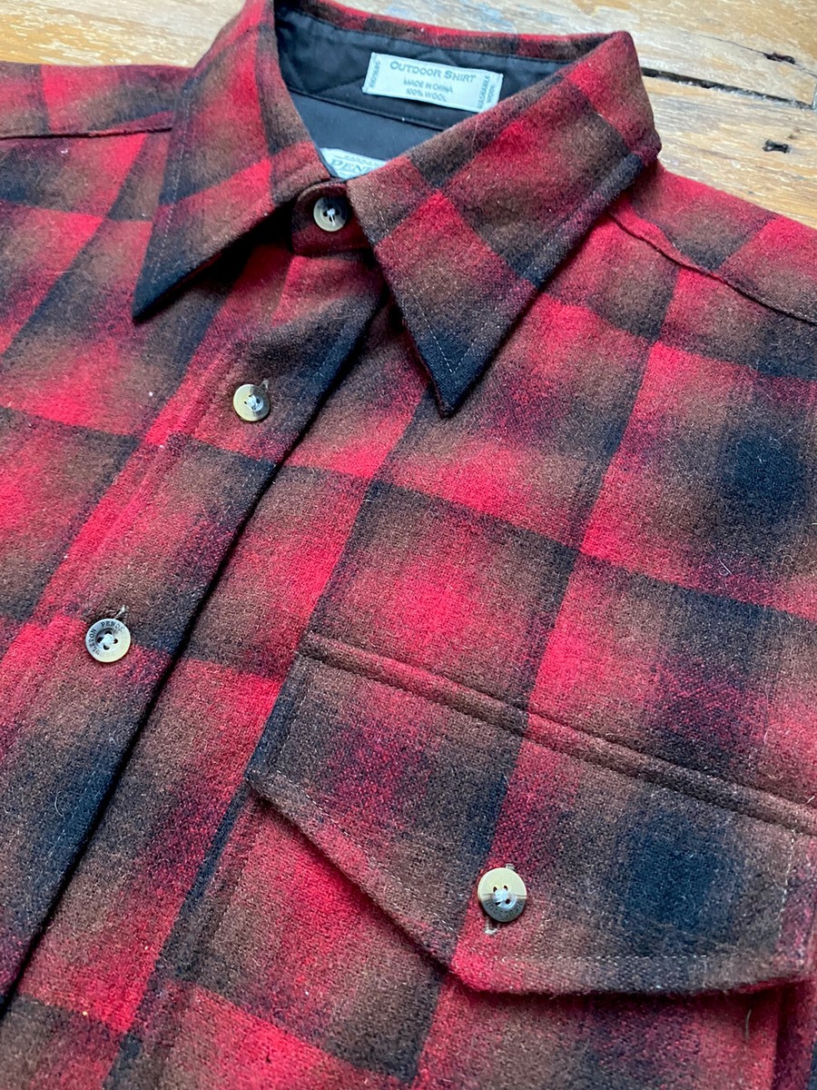 QUALITY Pendleton Outdoor Shirt 100% Pure Wool Red Plaid Size M