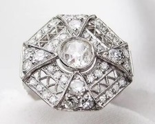 Art Deco Round Cut Lab Created Diamond Bezel Wedding 14k White Gold Finish Ring