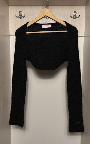 U by Emanuel Ungaro black cropped mohair bolero cardigan sweater size 42 IT