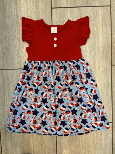 East Rose Girls Boutique 4th of July Patriotic Ice Cream Dress, Sz 5t, Cute!