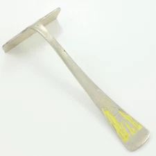 VINTAGE Silver Plated Baby Food Pusher Yellow Enamel Figure Bremer Silberschmied