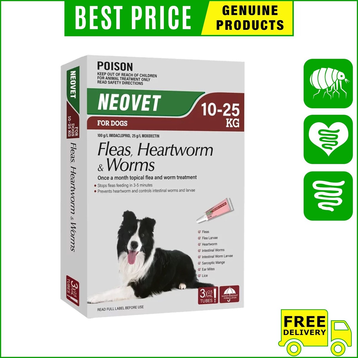 Neovet Heartworm Medication For Dogs Amazon ADVOCATE 3,6,12 Doses