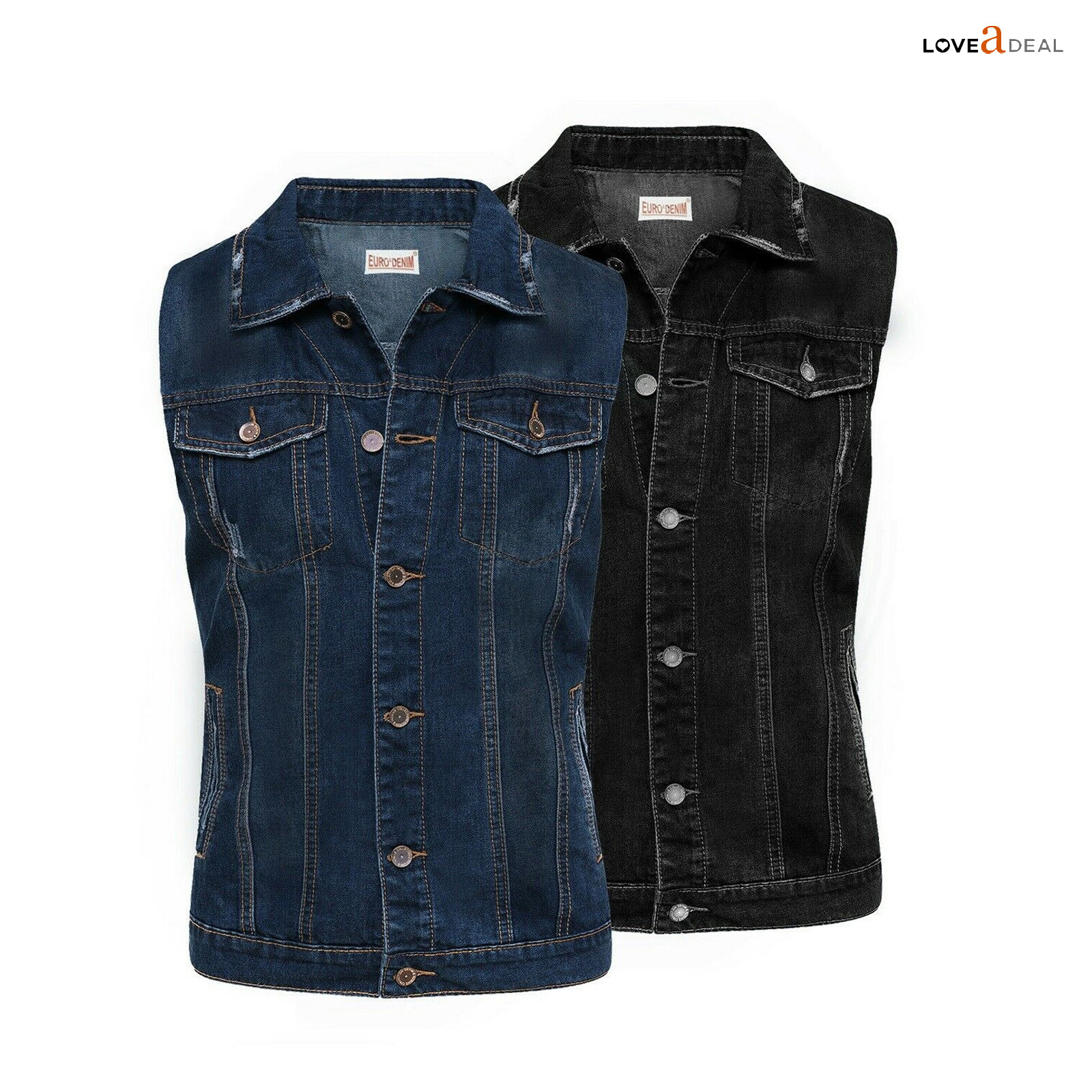 Vintage Mens Sleeveless Denim Jacket Western Style Jean Waistcoat