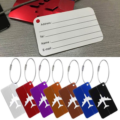 Aluminium Luggage Tags Suitcase Label Name Address ID Bag Baggage Tag Travel HOT - Picture 3 of 18