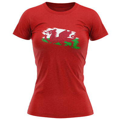 Wales Flagge T-Shirt für Frauen Stressed Shirt Rugby Country Her Rugby Fußball...