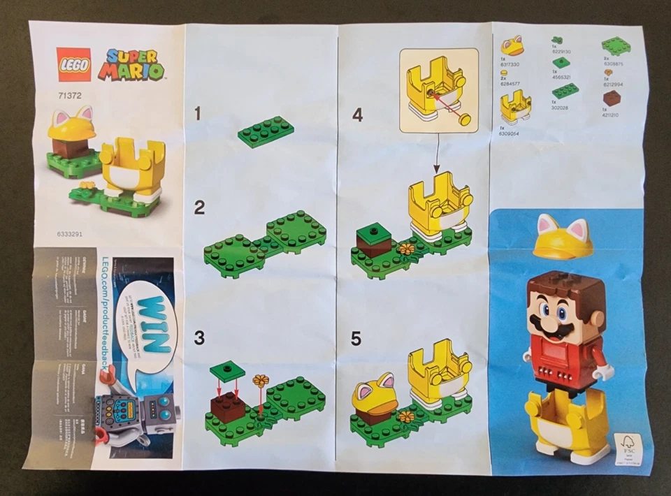 LEGO Super Mario Cat Mario Power Up Pack 71372 Used Complete Incl Leaflet - Image 3 of 4