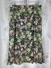 Sag Harbor Fully Lined Floral Print Midi Skirt Womens Petite 10P Black