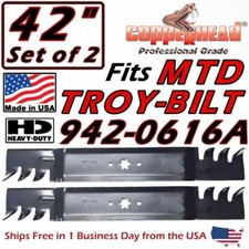 COPPERHEAD 2-PK 42" HD MTD TROY-BILT MULCHING GATOR BLADES 942-0616-A - USA MADE
