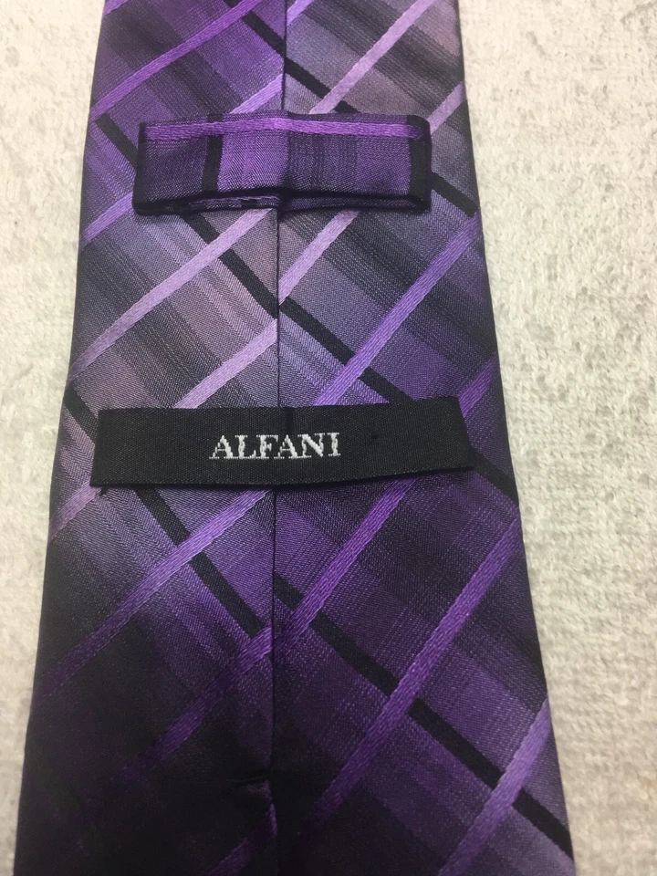 ALFANI CORBATA HOMBRE MORADO Y NEGRO CUADROS 3,5 X 60 Foto 4 de 4