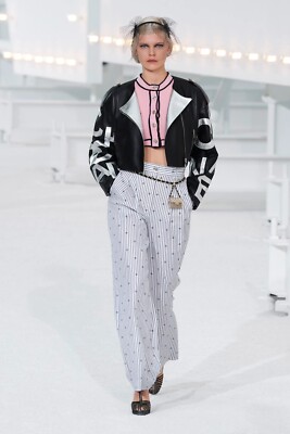 Auth Chanel 21s CC Logo Stripe Flare Pants P70695 - Size 42