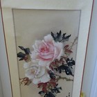 STUNNING Vintage Asian Wall Hang Scroll Painting Asian Art Signed - Rose Flowers — photo 5