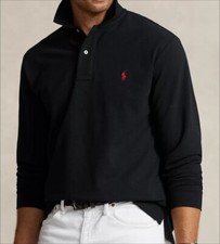 Polo Ralph Lauren Sweater Pullover Long Sleeve Men M Black w Red Pony Two-Button