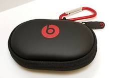 Hard Pocket Case for Beats Earphones In-Ear Earbuds. With RED Carabiner/Hook.