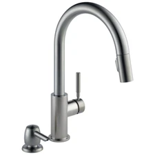 Single Handle Pull-Down Kitchen Faucet With Soap Dispenser - Brush Nickel color