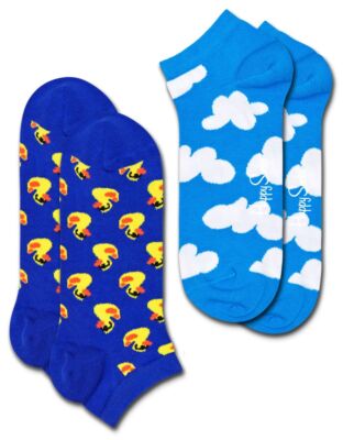 Happy Socks 2er Pack Low Sock Sneaker Rubber Duck + Cloudy dunkelblau / hellblau