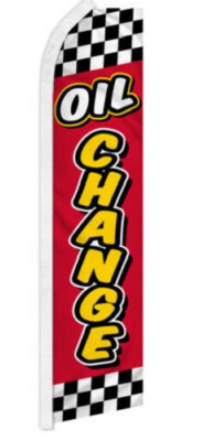2 Pack Oil Change Advertising Swooper Feather Flag Mechanic RED 100D FABRIC