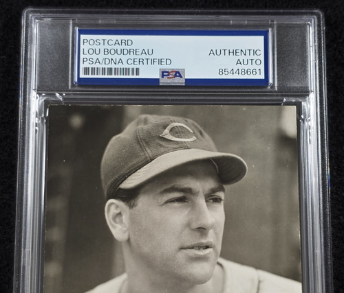 LOU BOUDREAU Signed Real Photo Postcard-HALL OF FAME-CLEVELAND INDIANS-PSA - Picture 3 of 4
