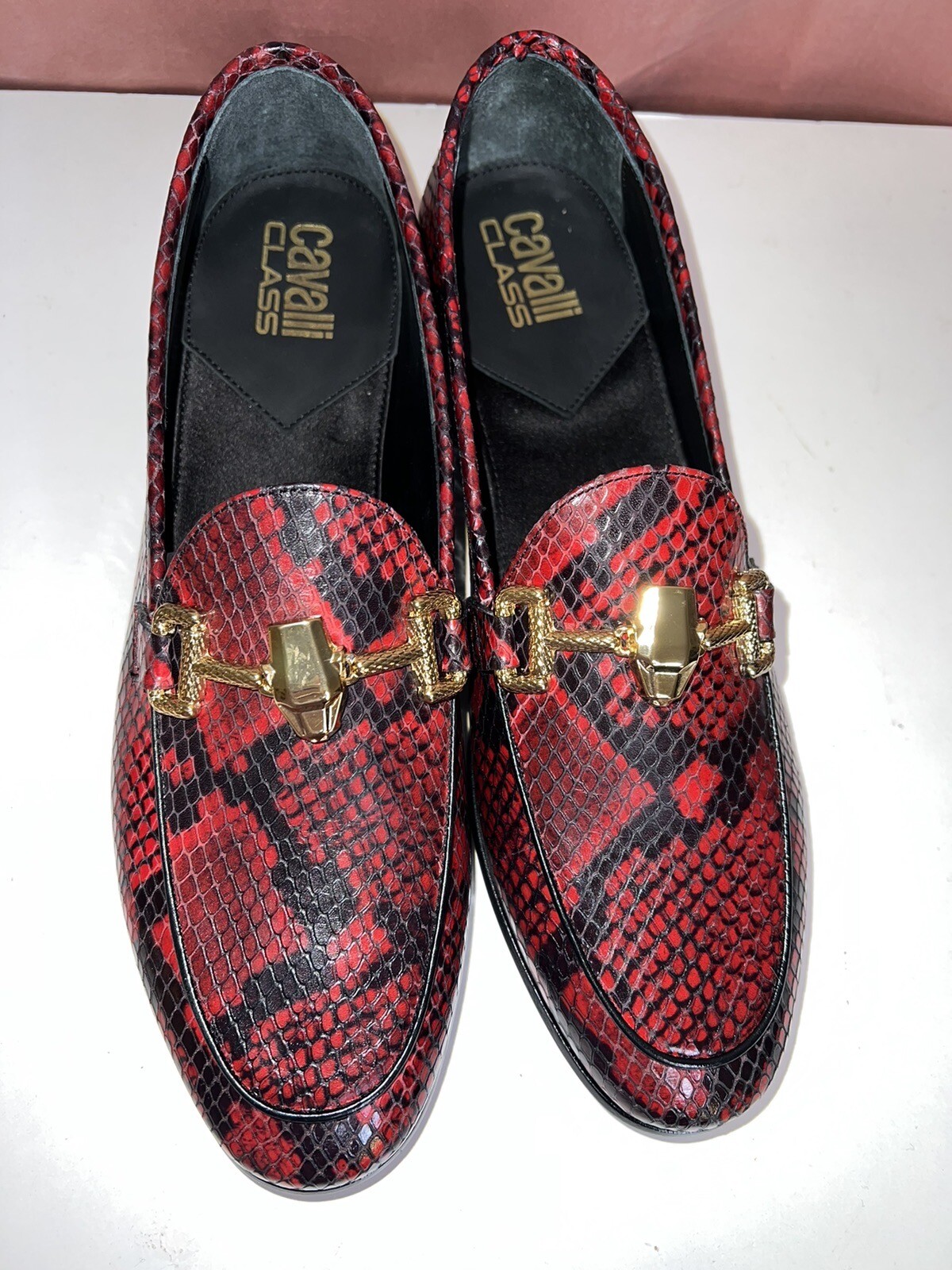 569$ Women’s Roberto Cavalli Snakeskin  Horsebit All Leather Loafer Shoes Sz39 image 5