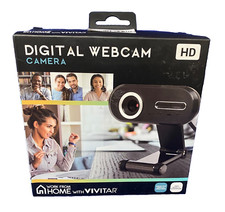 Vivitar VWC104-BLK USB HD Digital Webcam w/Mic-Optimized for Zoom-Brand NEW