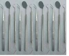 German Brand Dental Instruments Set Mouth Mirror Explorer #5 Cotton Plain Plier