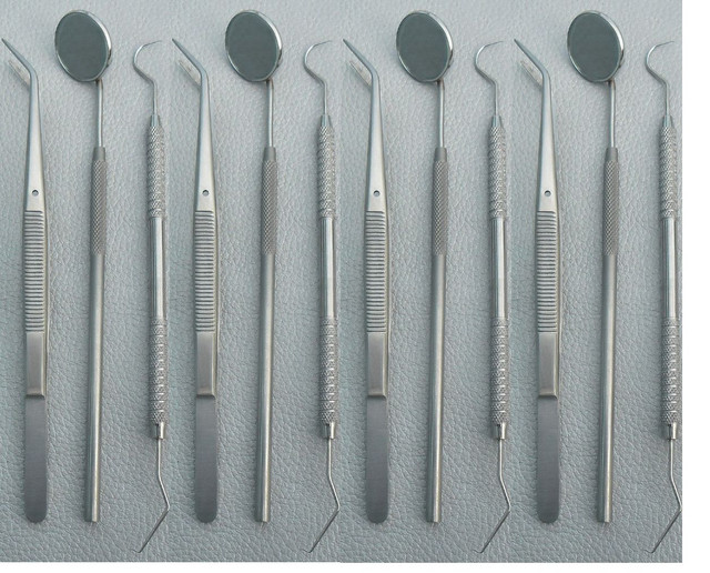 German Brand Dental Instruments Set Mouth Mirror Explorer 5 Cotton