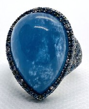John Hardy 18K 750 White Gold Milky Aquamarine Diamond Ring Size 8