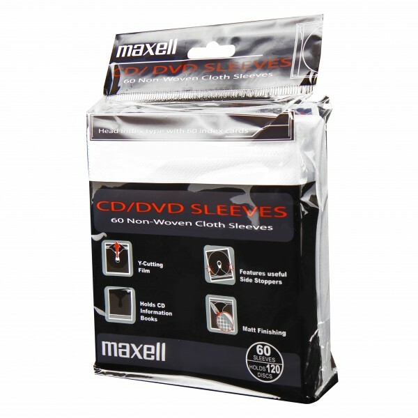 MAXELL CD / DVD SLEEVES 60 NON-WOVEN CLOTH SLEEVES