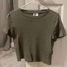 H&M Divided Ribbed Dark Gray Tee